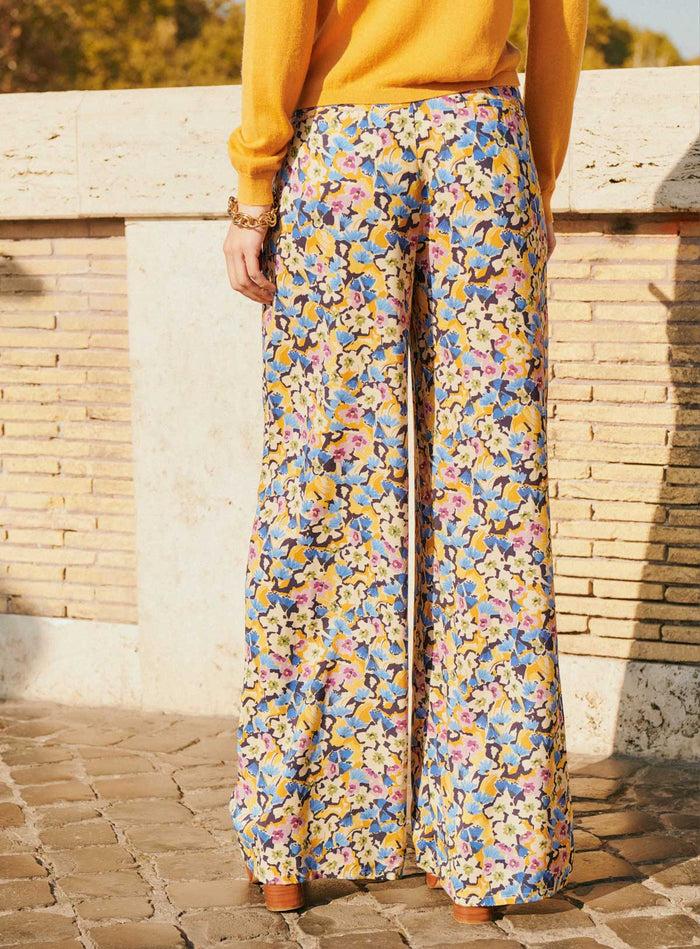 Petite Mendigote Pauline - Pantalon Fluide Imprimé Fleuri Jaune