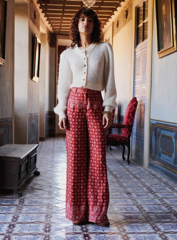 Petite Mendigote Pauline - Pantalon Fluide Imprimé Rouge