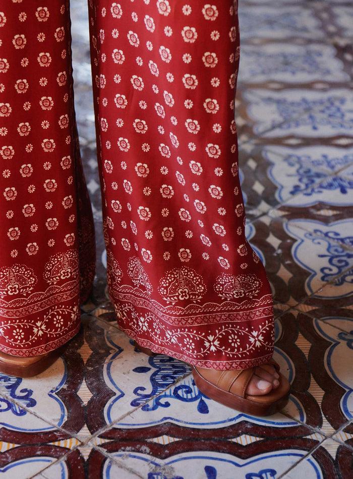 Petite Mendigote Pauline - Pantalon Fluide Imprimé Rouge