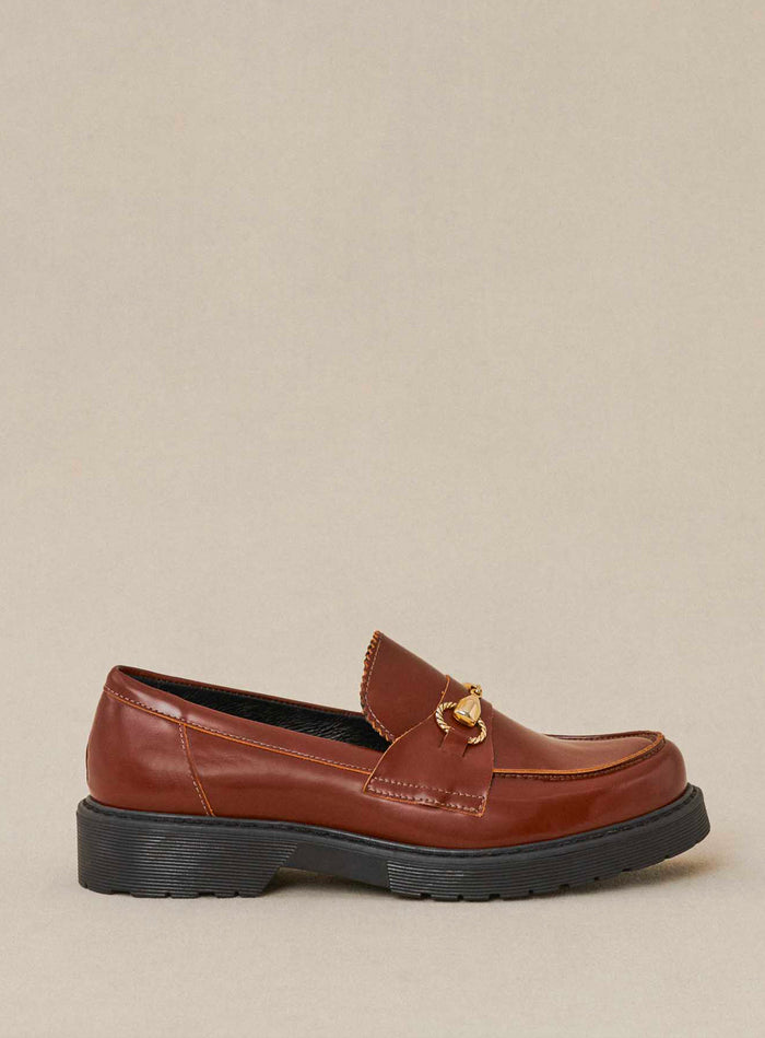 Petite Mendigote Come - Mocassins Cognac En Cuir