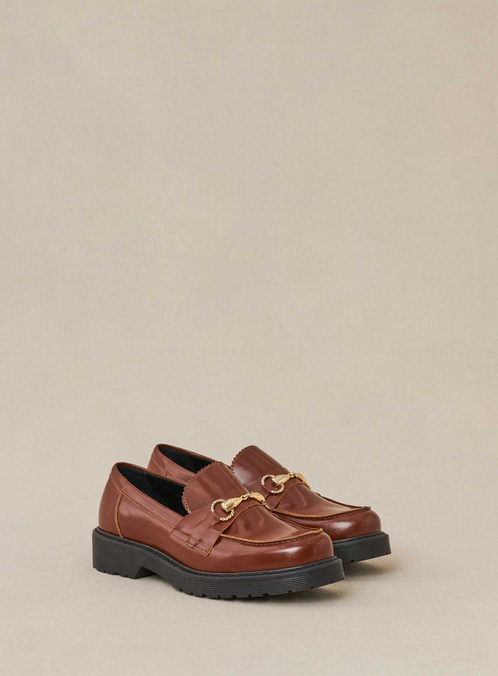 petite mendigote Come - Mocassins Cognac en cuir