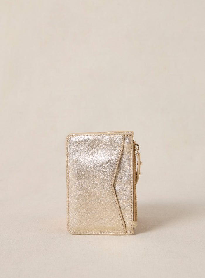 Petite Mendigote Elmo - Portefeuille Doré En Cuir
