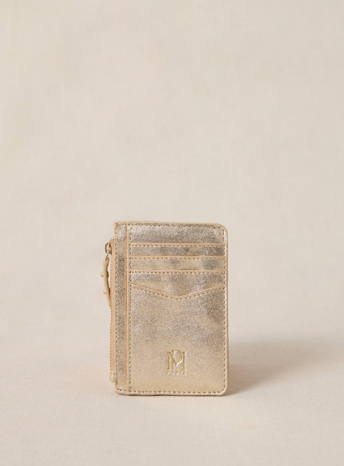 petite mendigote Elmo - Portefeuille doré en cuir