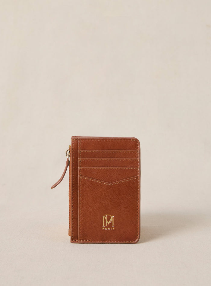 petite mendigote Elmo - Portefeuille en cuir cognac