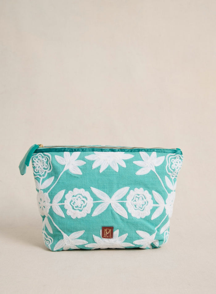 petite mendigote Eva - Grande pochette en coton bleu