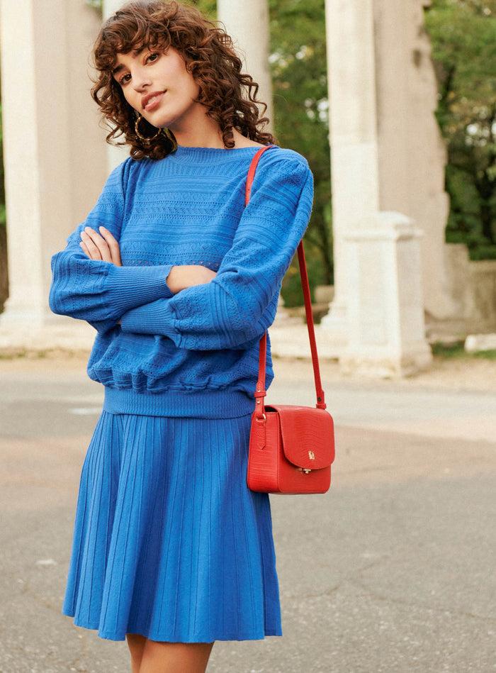 Petite Mendigote Java - Jupe Courte En Maille Bleue