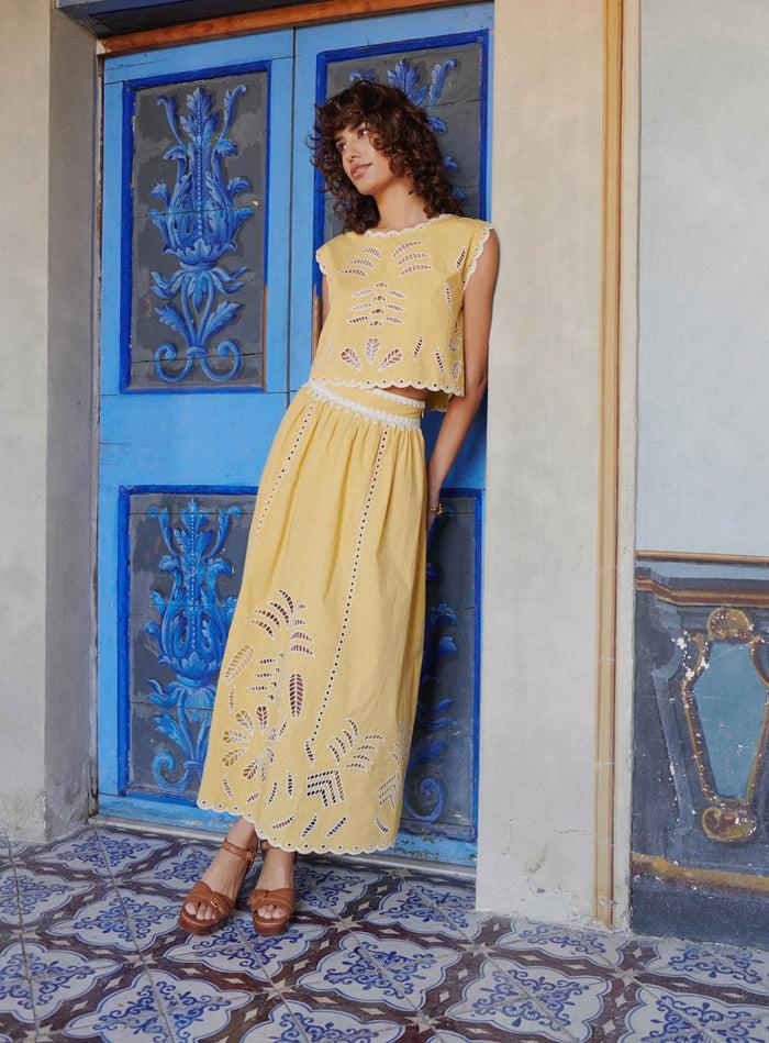 petite mendigote José - Jupe longue ajourée - Jaune