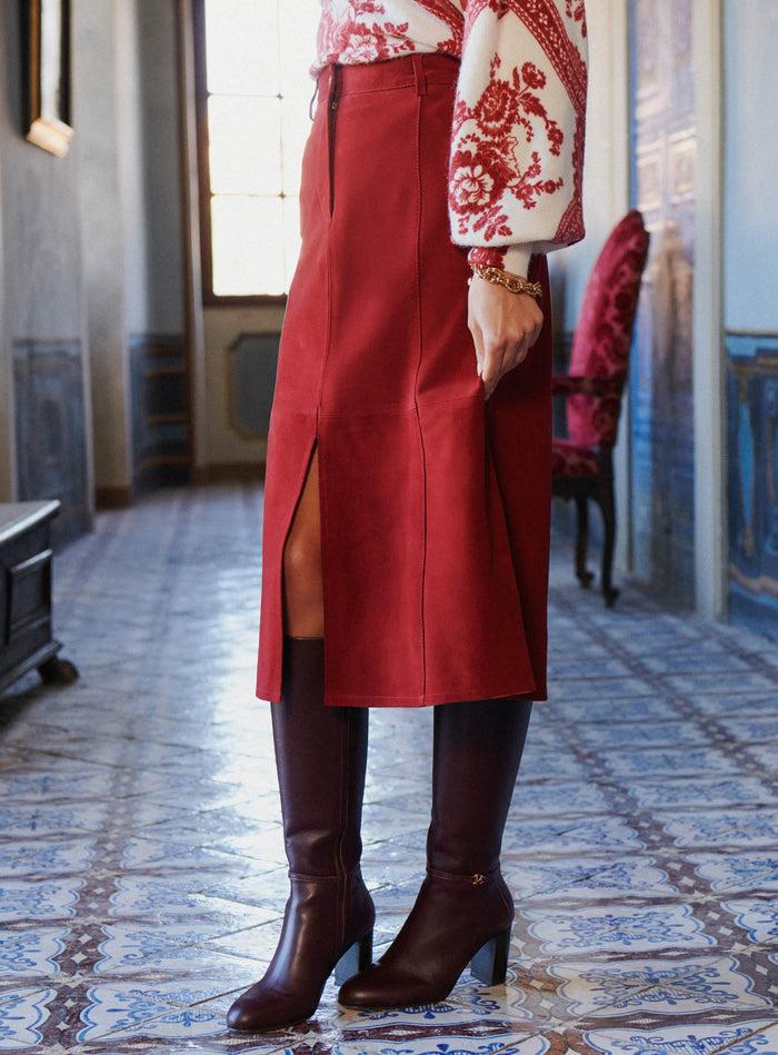 Petite Mendigote Josie - Jupe Longue Ajourée - Rouge