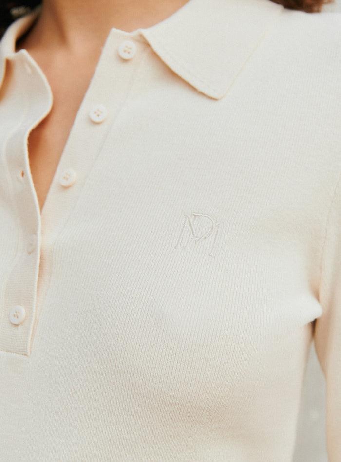 Petite Mendigote Mahi - Pull Polo En Maille écru