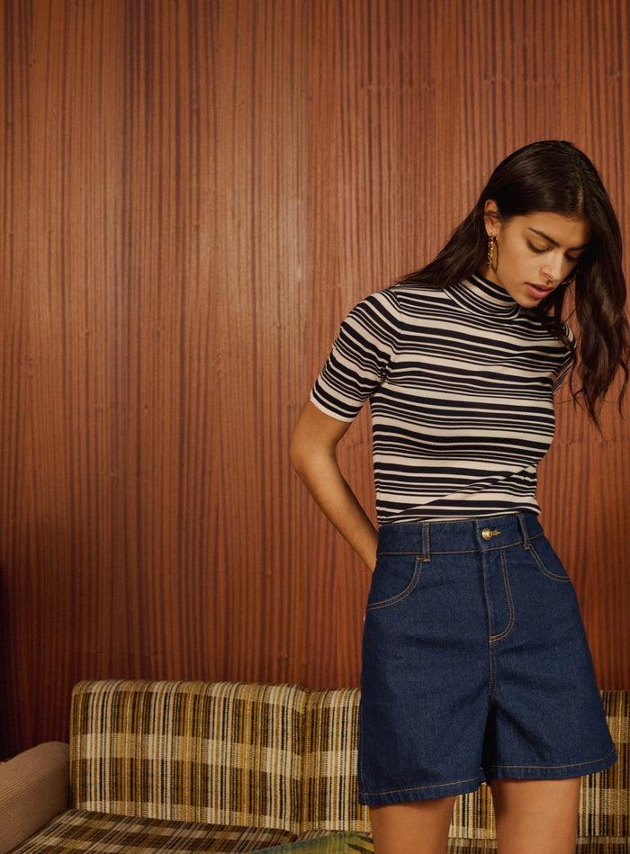 Petite Mendigote Pablo - Short Mi-long En Jean Brut