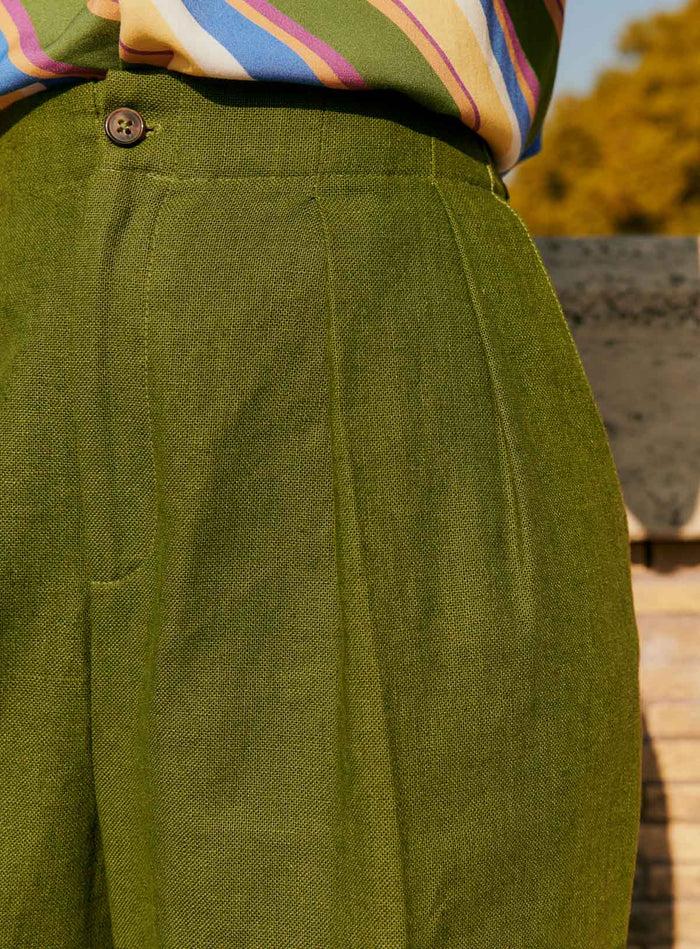 Petite Mendigote Paros - Pantalon Droit Large - Vert
