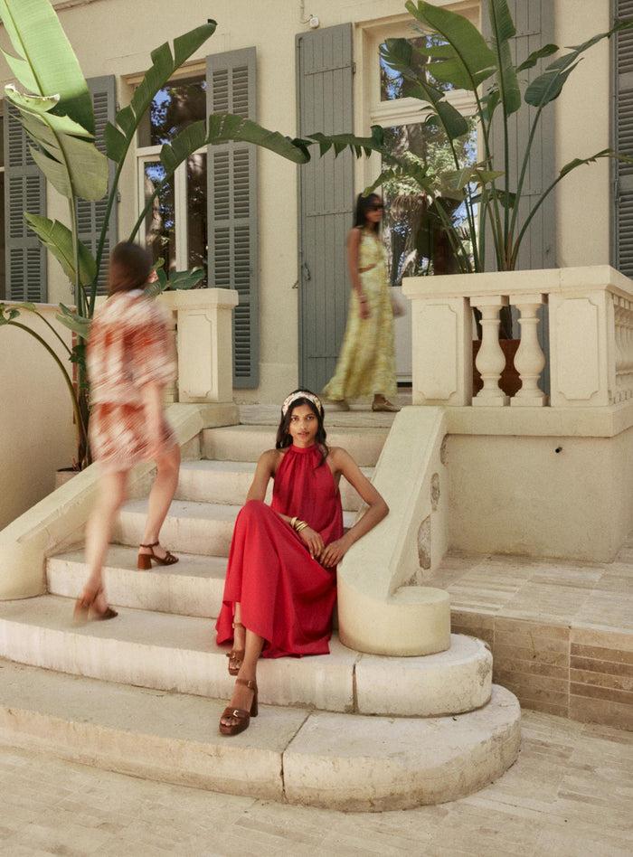 Petite Mendigote Riyu - Robe Midi Unie Colorée - Rose