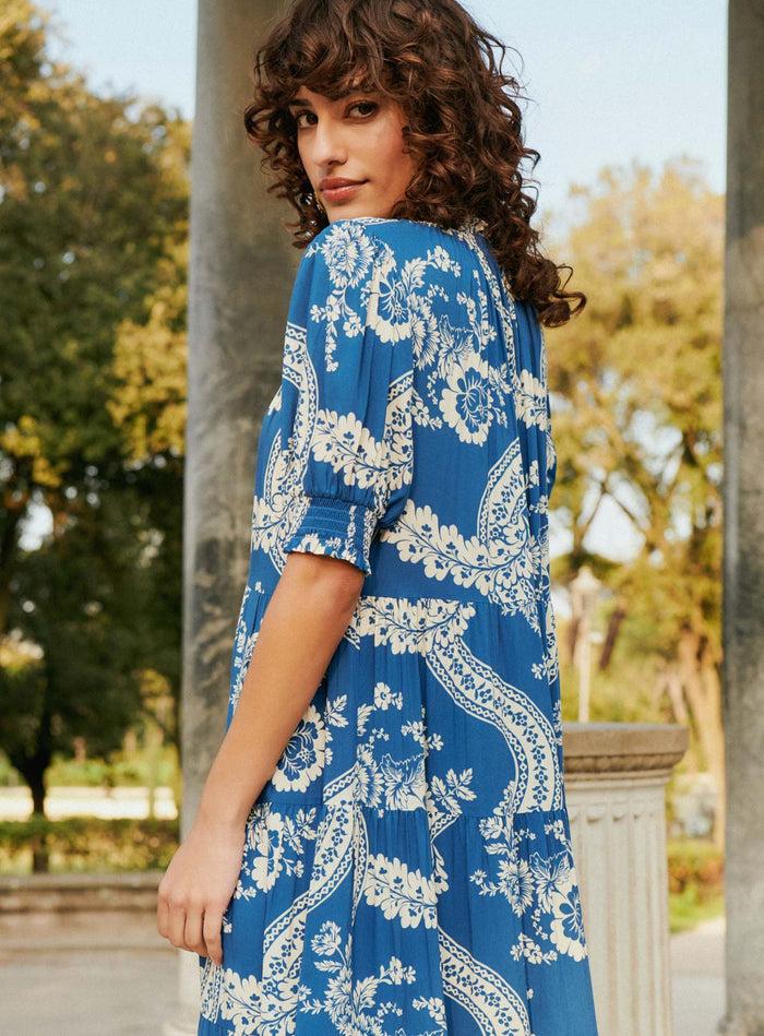 Petite Mendigote Romy - Robe Midi à Imprimé - Bleu