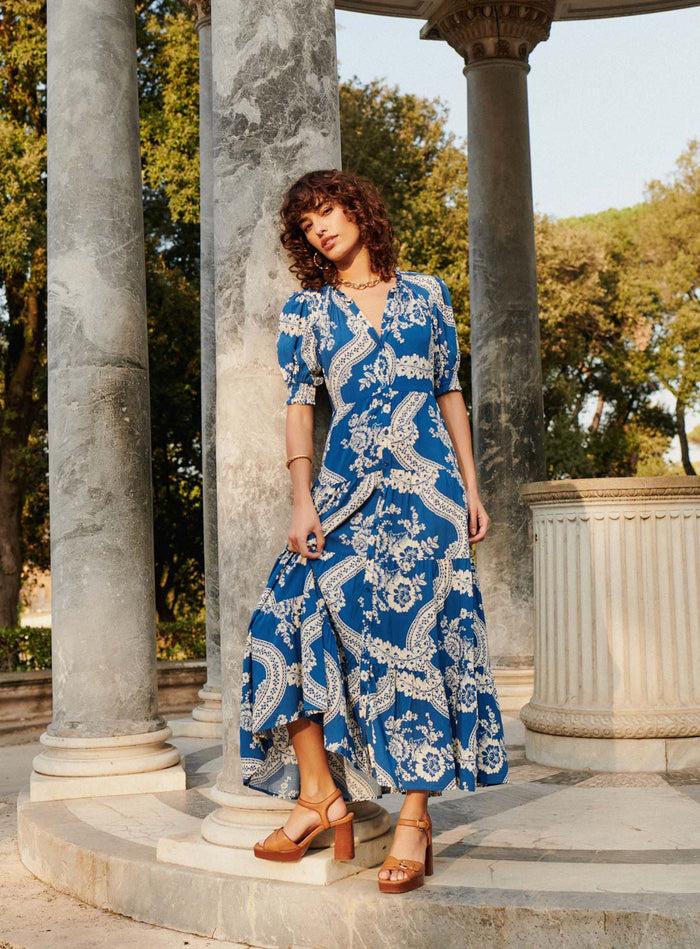 Petite Mendigote Romy - Robe Midi à Imprimé - Bleu