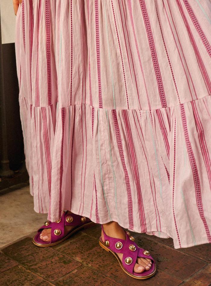 Petite Mendigote Rosine - Robe Longue à Rayures - Rose