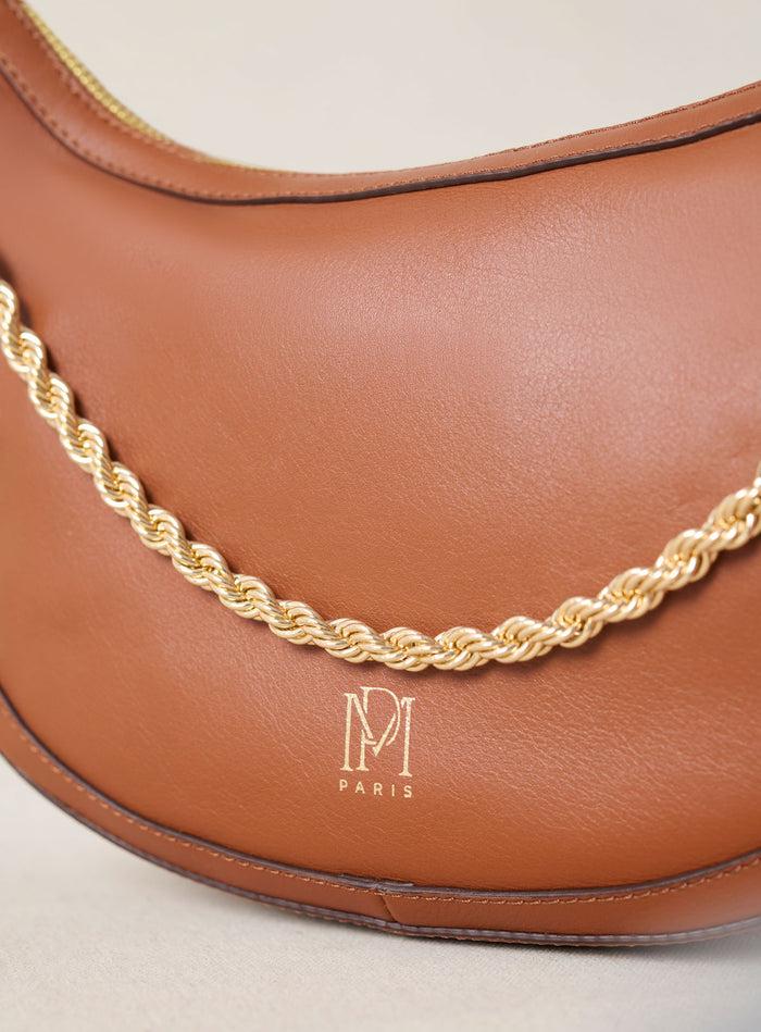 Petite Mendigote Saula - Sac Demi-lune En Cuir Camel