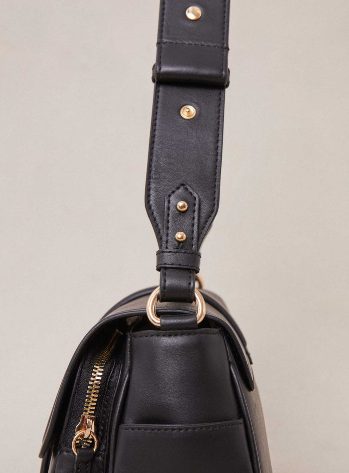 Petite Mendigote Steve - Sac Cargo Noir En Cuir