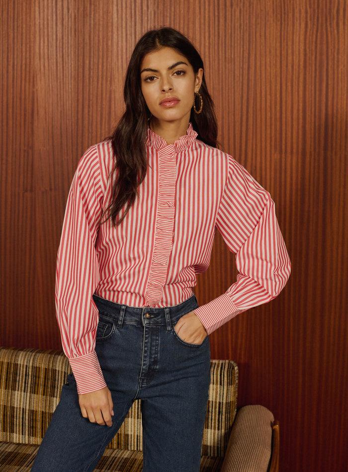 petite mendigote Talcy - Chemise rayée rouge