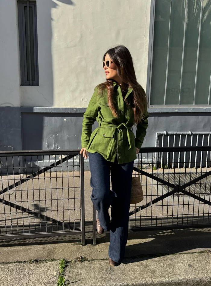 Petite Mendigote Trésor - Veste En Lin Et Coton - Vert
