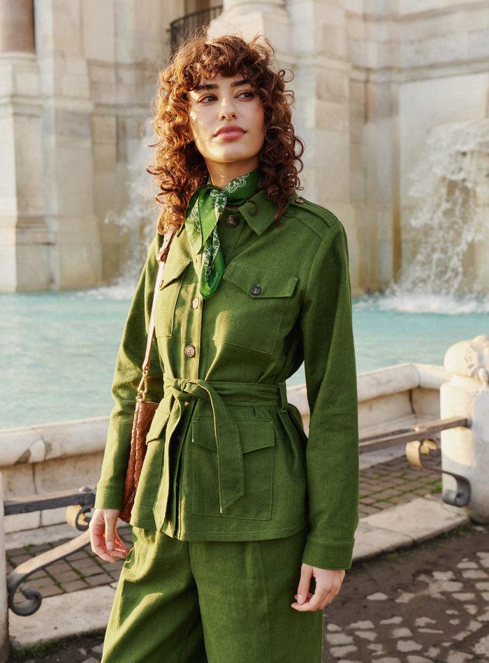 Petite Mendigote Trésor - Veste En Lin Et Coton - Vert