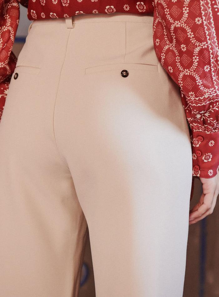 Petite Mendigote Petra - Pantalon Droit Taille Haute - Crème