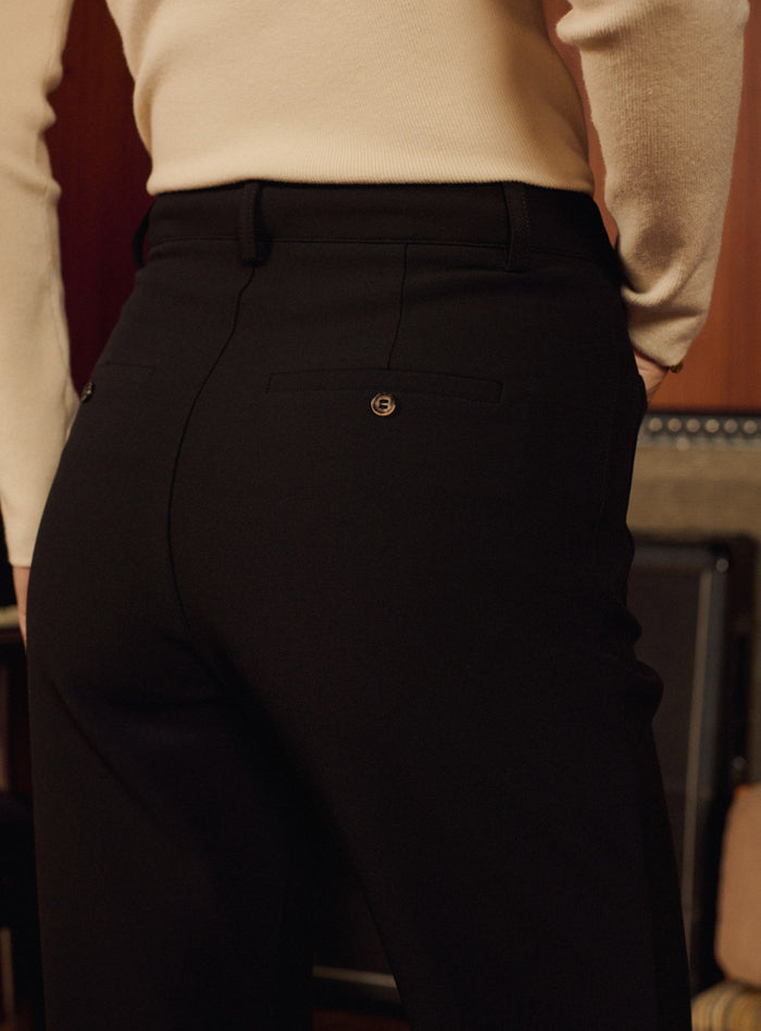 Petite Mendigote Petra - Pantalon Noir Coupe Droite Avec Ourlet