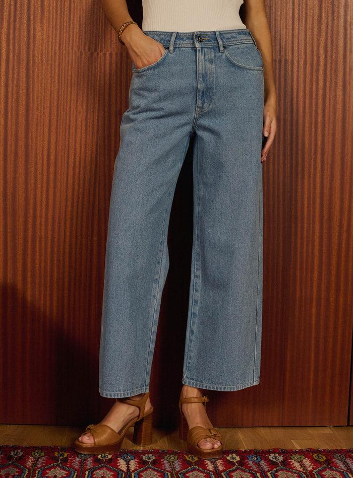 Petite Mendigote Philippine - Jean 7/8ème évasé Taille Haute - Bleu