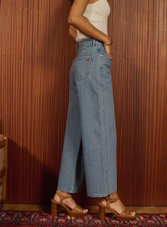 Petite Mendigote Philippine - Jean 7/8ème évasé Taille Haute - Bleu