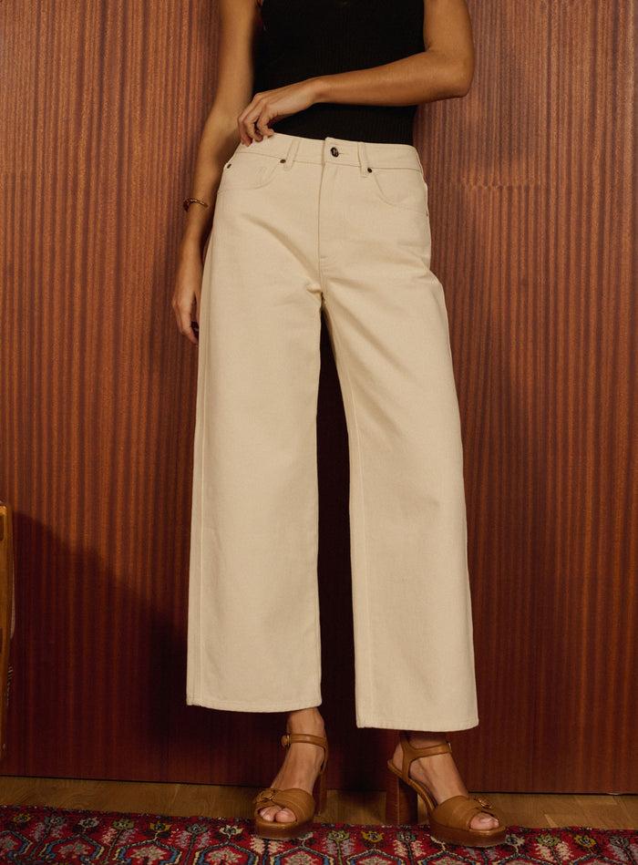 Petite Mendigote Philippine - Jean 7/8ème évasé Taille Haute - écru