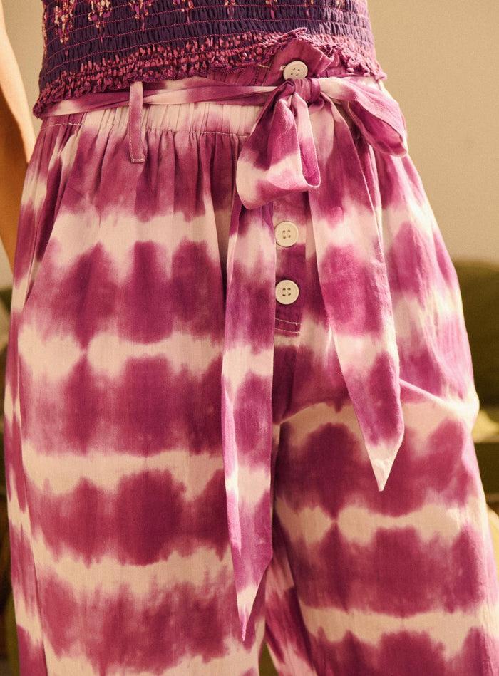 Petite Mendigote Pierre - Pantalon Fluide Taille Haute - Tie & Dye Violet