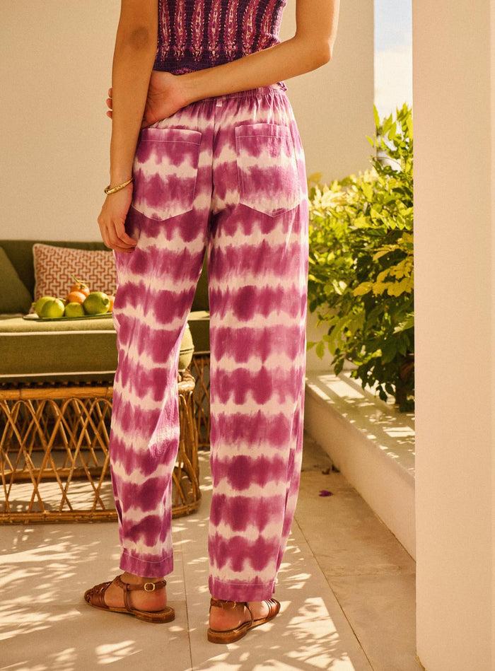 Petite Mendigote Pierre - Pantalon Fluide Taille Haute - Tie & Dye Violet
