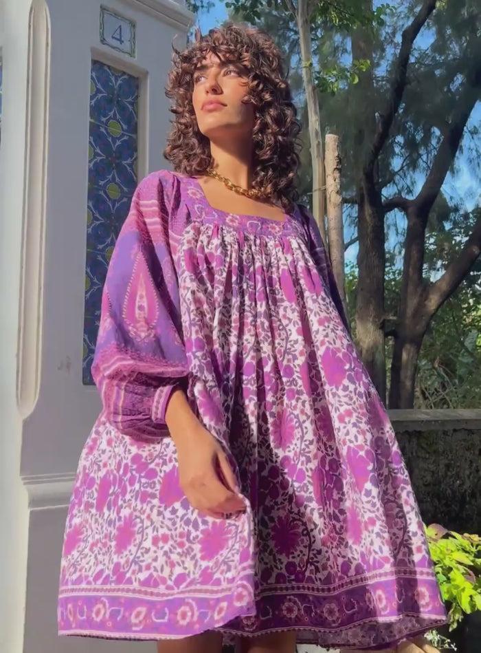 Petite Mendigote Rabea - Robe Courte à Manches Longues Et Imprimé Fleuri - Rose