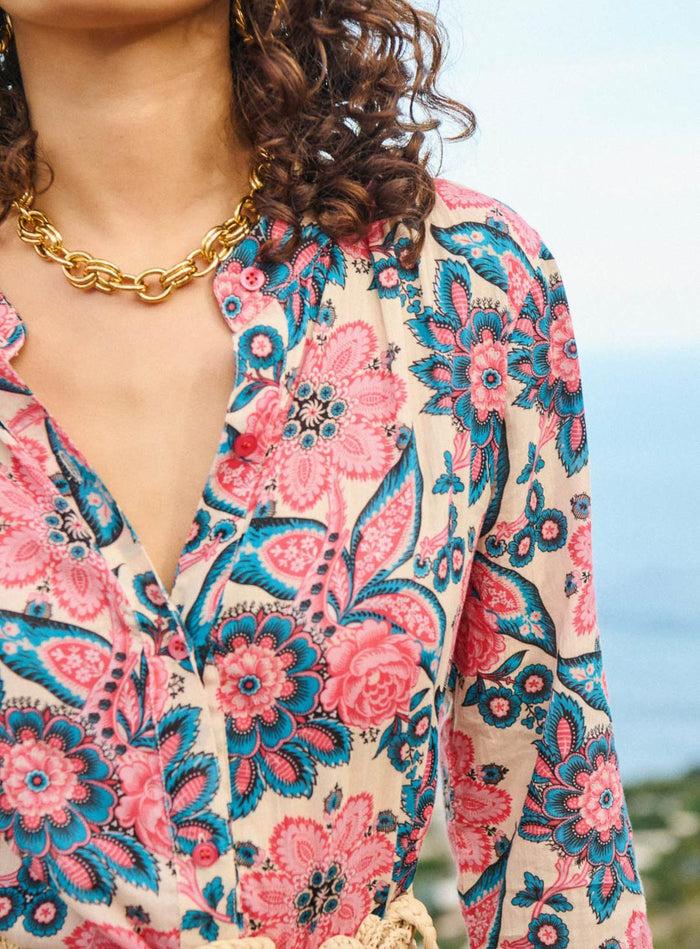 Petite Mendigote Ramara - Robe Longue Fluide à Imprimé Fleuri - Bleu Et Rose