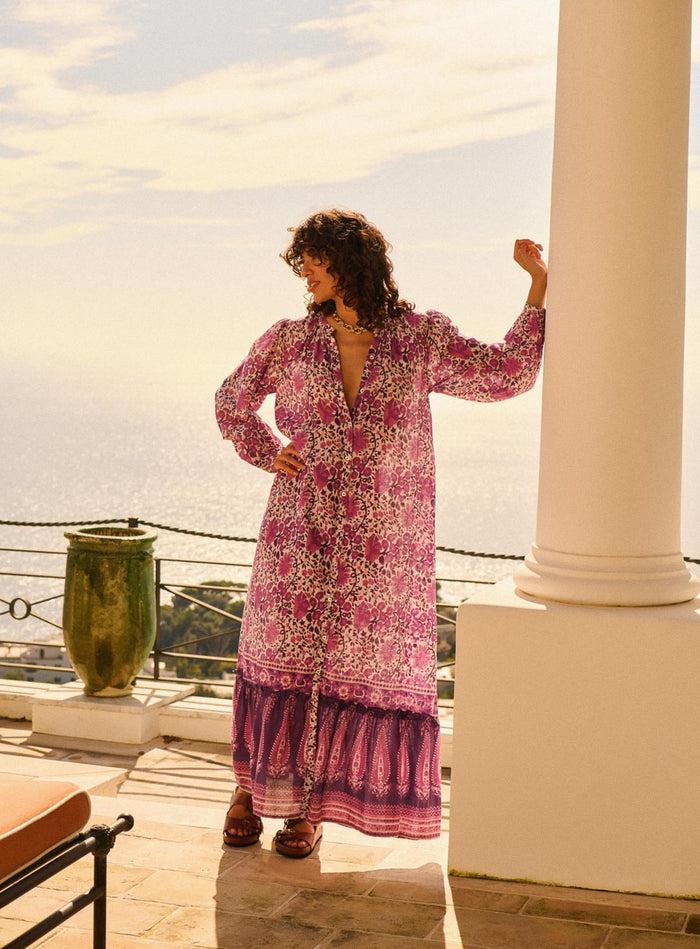 Petite Mendigote Ramira - Robe Longue Fluide à Imprimé Fleuri - Rose