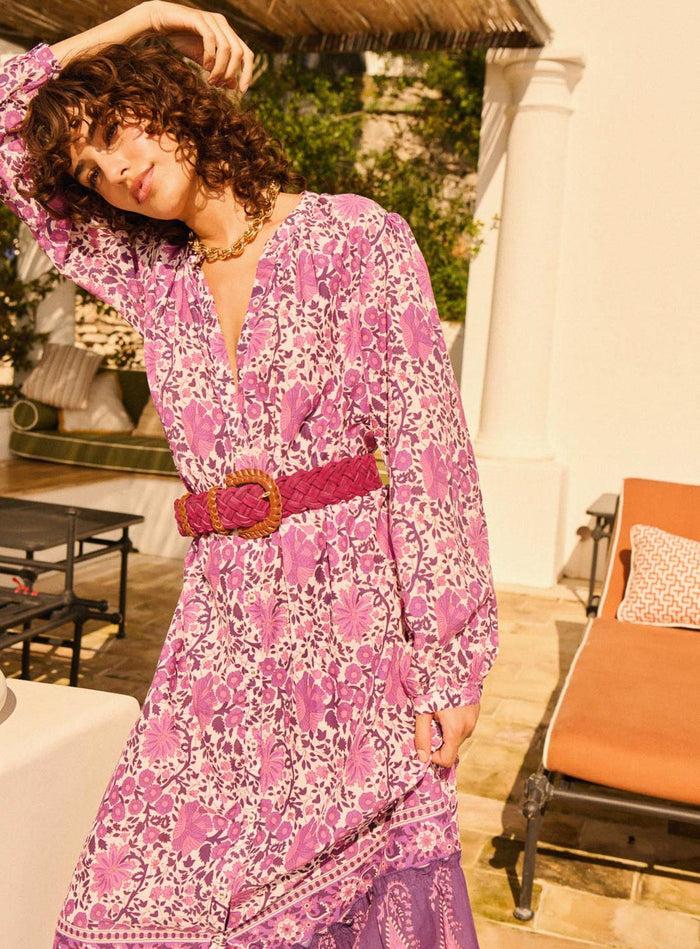 Petite Mendigote Ramira - Robe Longue Fluide à Imprimé Fleuri - Rose