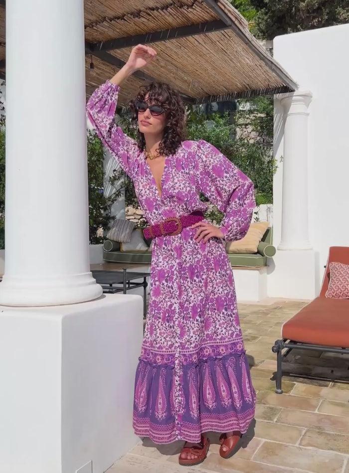 Petite Mendigote Ramira - Robe Longue Fluide à Imprimé Fleuri - Rose