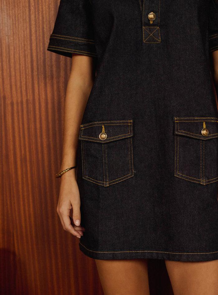 Petite Mendigote Regina - Robe Courte En Jean Denim Brut