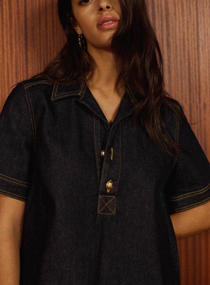 Petite Mendigote Regina - Robe Courte En Jean Denim Brut