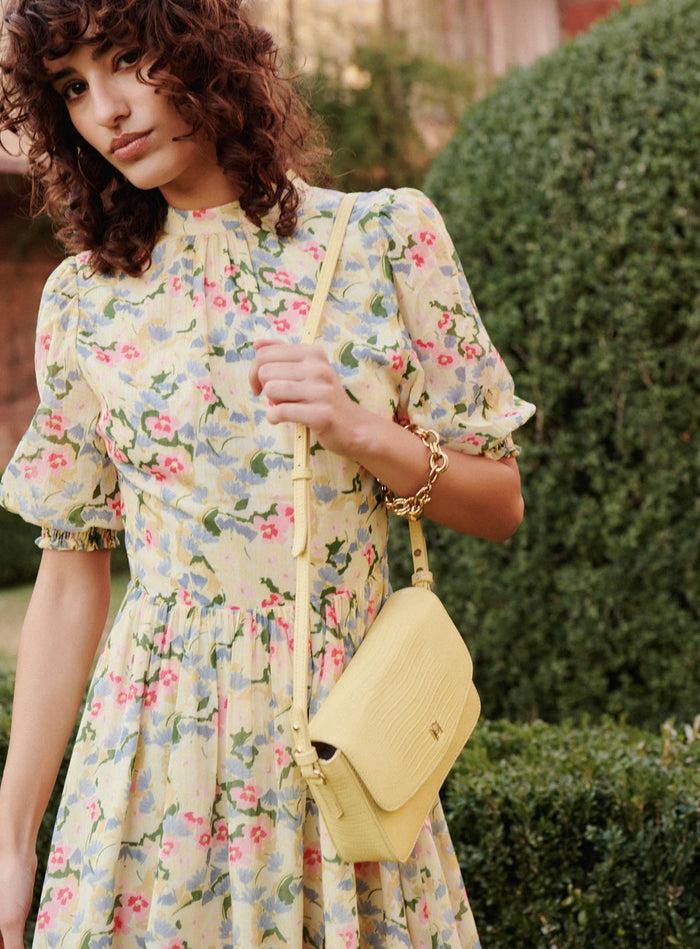 Petite Mendigote Ria - Robe Courte Dos Nu Imprimé Fleuri - Jaune