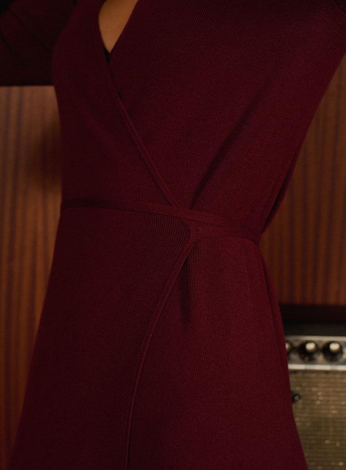 Petite Mendigote Robbie - Robe Midi Cache Cœur Bordeaux