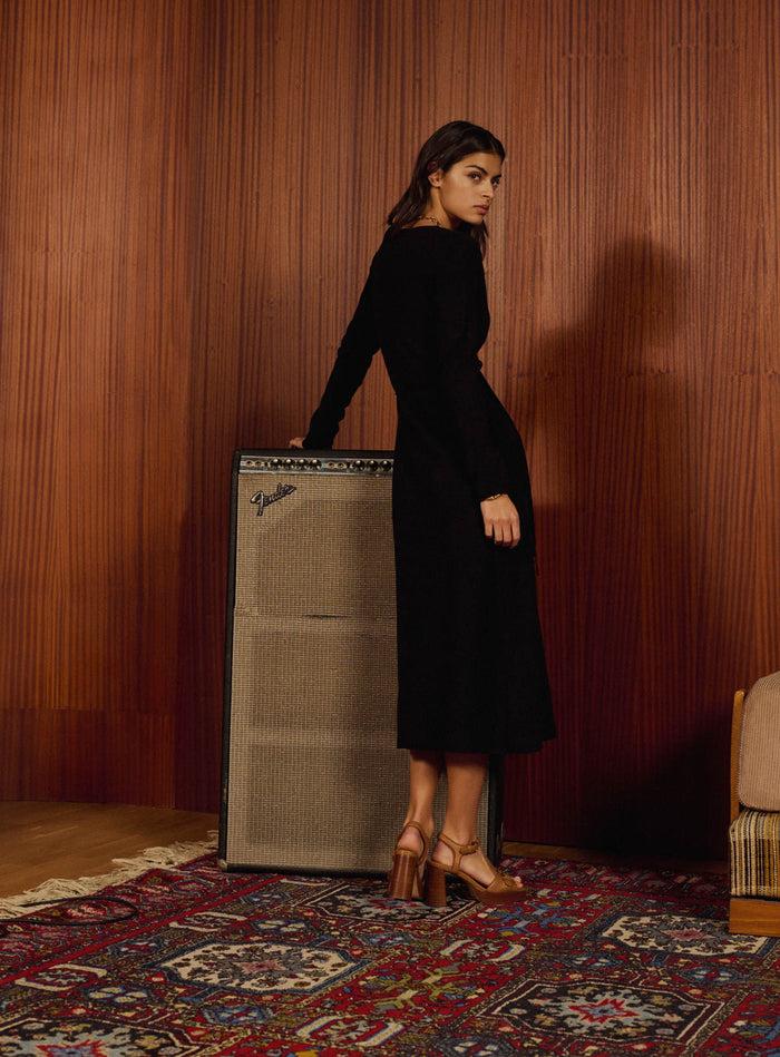 Petite Mendigote Robbie - Robe Midi Cache Cœur Noire