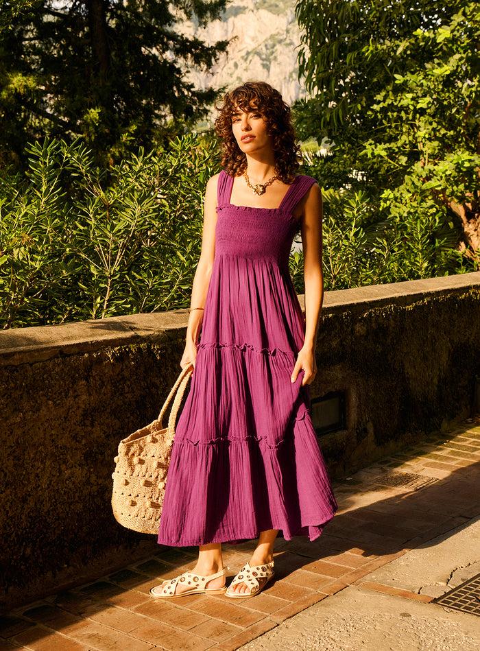 petite mendigote Ron - Robe longue et fluide sans manches - violet