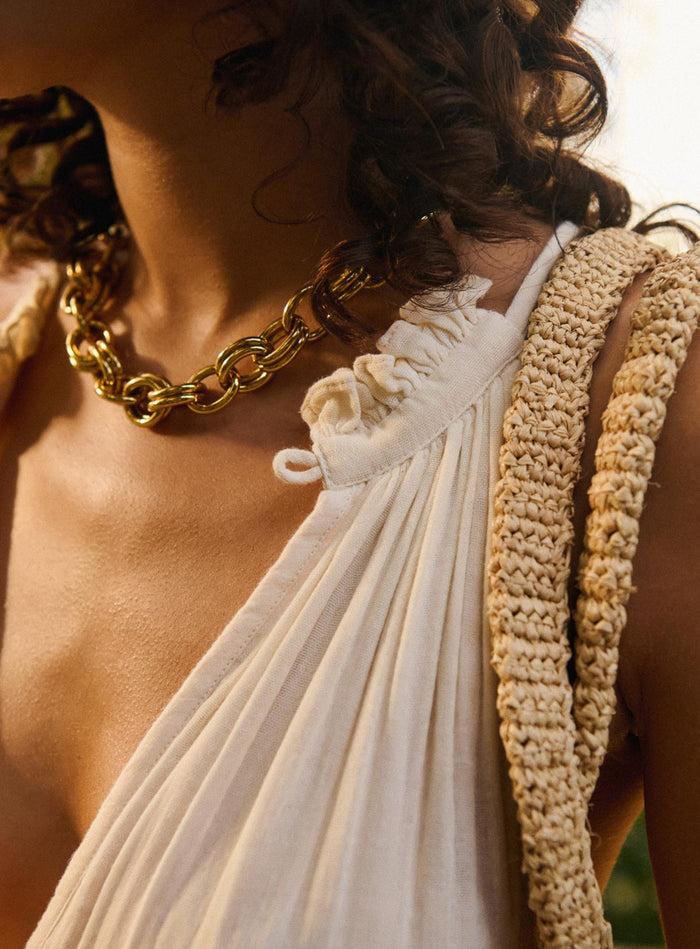 Petite Mendigote Rosa - Robe Courte Fluide Sans Manches - Écru