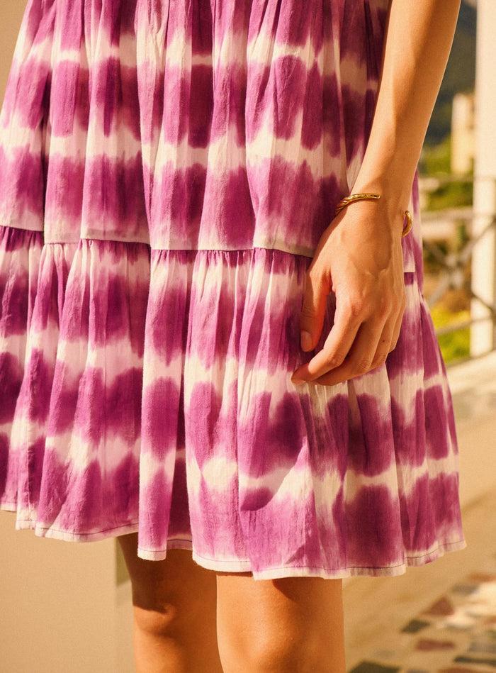 Petite Mendigote Rosa - Robe Courte Fluide Sans Manches - Tie & Dye Violet