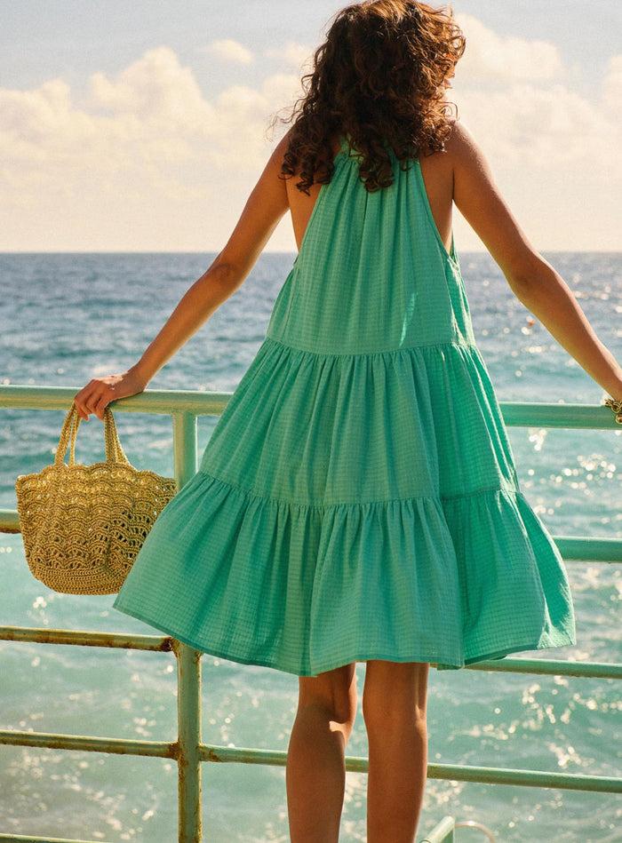 Petite Mendigote Rosa - Robe Courte Fluide Sans Manches - Vert
