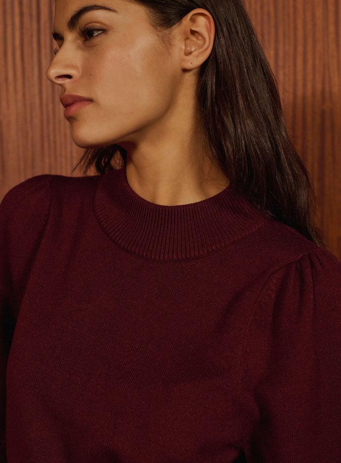 Petite Mendigote Roxie - Robe Pull Courte D'hiver Bordeaux