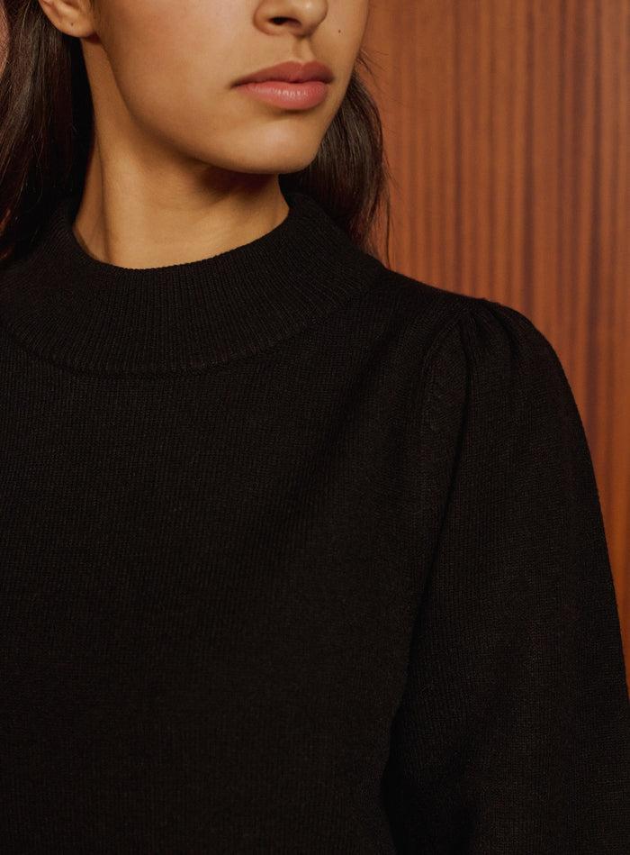 Petite Mendigote Roxie - Robe Pull Courte D'hiver Noire