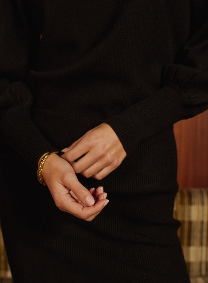 Petite Mendigote Roxie - Robe Pull Courte D'hiver Noire