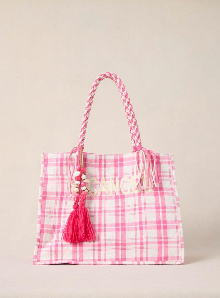 petite mendigote Sai - Grand sac cabas en tissu et à imprimé rose