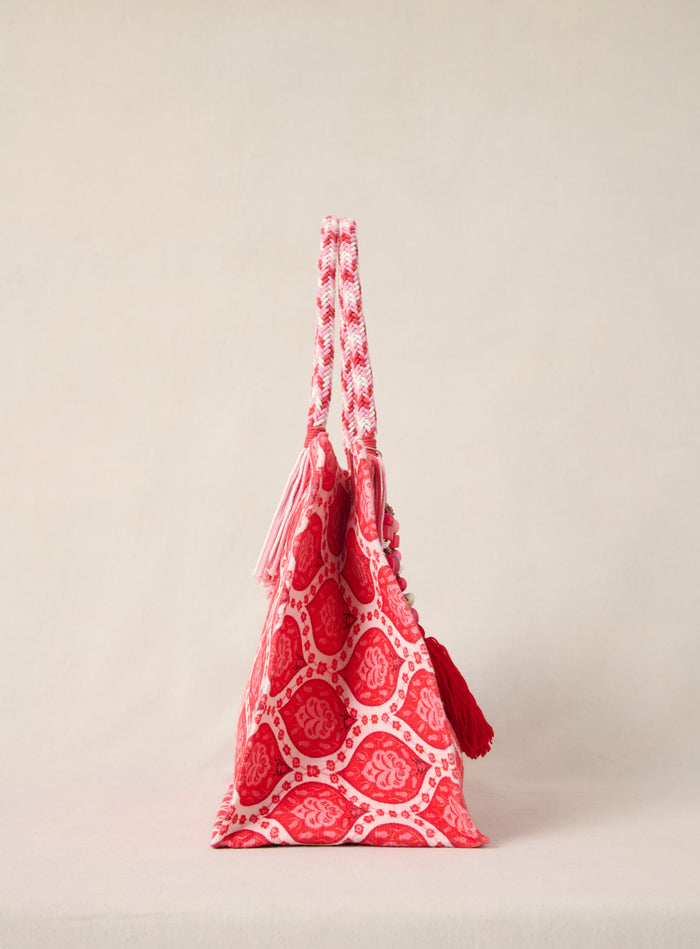 Petite Mendigote Sai - Grand Sac Cabas En Tissu Et à Imprimé Rouge